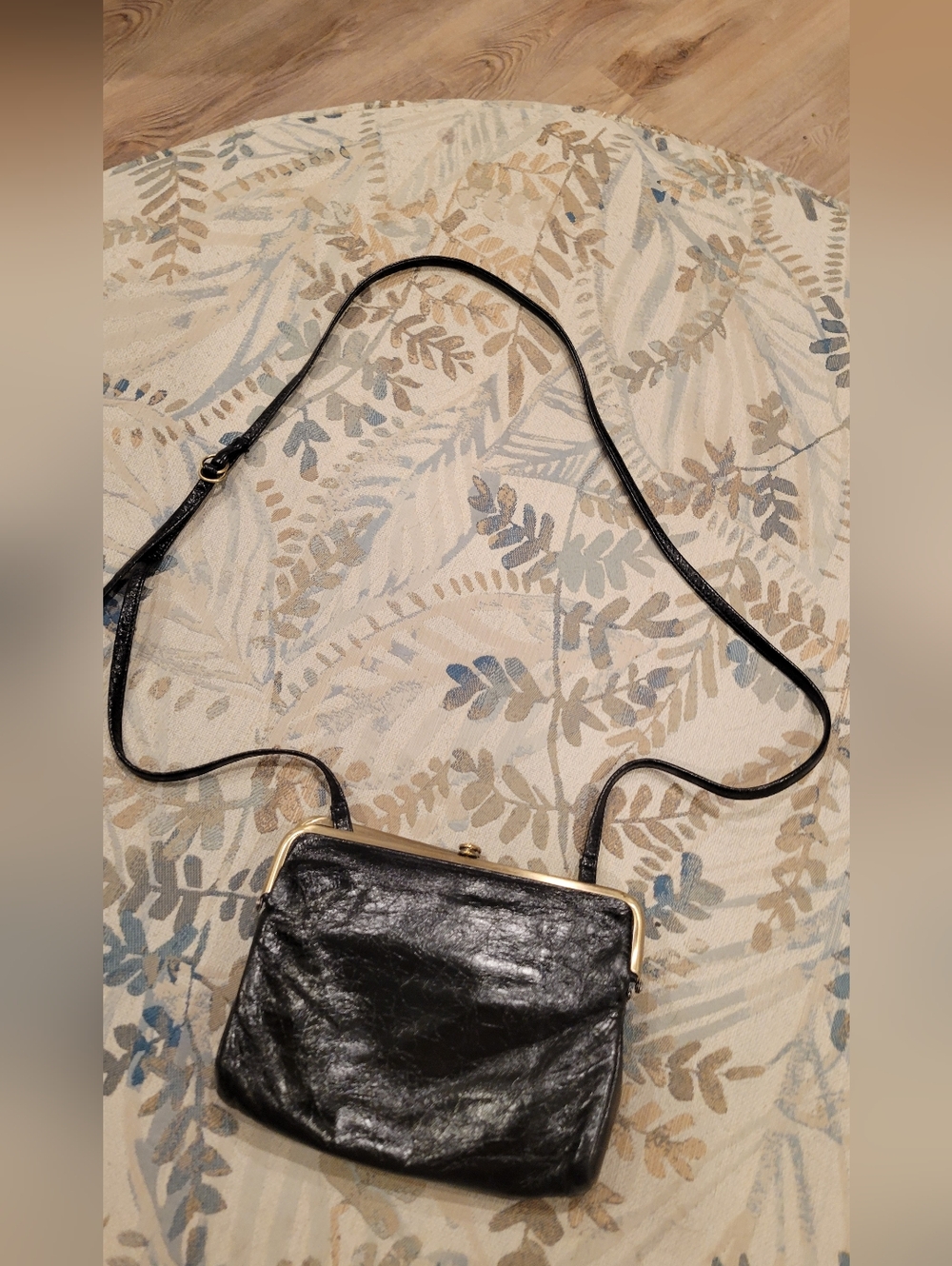 HOBO Black Leather Crossbody with Gold-Tone Frame - Picture 7 of 8